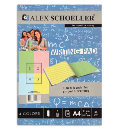 Alex Schoeller A4 Renkli Bloknot 80 gr. Çizgili 60'lı - Alex Schoeller