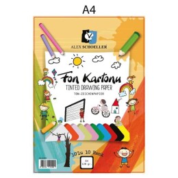 Alex Schoeller Fon Kartonu 120 gr. A4 10 Renk Karışık Poşetli - Alex Schoeller