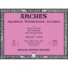 Arches Sulu Boya Defteri Blok Sıcak Baskı - Düz Doku 300 gr. 23x31 cm. 20 Yaprak - Arches 