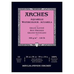 Arches Sulu Boya Defteri Blok Sıcak Baskı - Düz Doku 300 gr. 26x36 cm. 12 Yaprak - 1