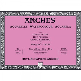Arches Sulu Boya Defteri Blok Sıcak Baskı - Düz Doku 300 gr. 26x36 cm. 20 Yaprak - Arches 