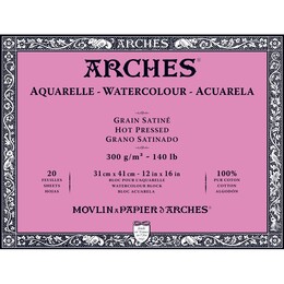 Arches Sulu Boya Defteri Blok Sıcak Baskı - Düz Doku 300 gr. 31x41 cm. 20 Yaprak - Arches 