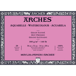 Arches Sulu Boya Defteri Blok Sıcak Baskı - Düz Doku 300 gr. 36x51 cm. 20 Yaprak - Arches 