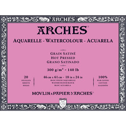 Arches Sulu Boya Defteri Blok Sıcak Baskı - Düz Doku 300 gr. 46x61 cm. 20 Yaprak - Arches 