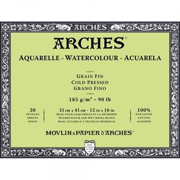 Arches Sulu Boya Defteri Blok Soğuk Baskı - Orta Doku 185 gr. 31x41 cm. 20 Yaprak - Arches 