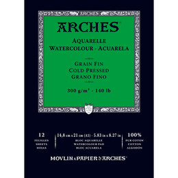 Arches Sulu Boya Defteri Blok Soğuk Baskı - Orta Doku 300 gr. 15x21 cm. 12 Yaprak - 1