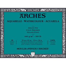 Arches Sulu Boya Defteri Blok Soğuk Baskı - Orta Doku 640 gr. 31x41 cm. 10 Yaprak - Arches 