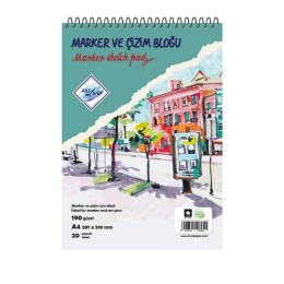 Art Liva Marker ve Çizim Defteri 190 gr. A4 20 yaprak - Art Liva