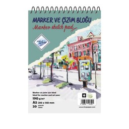 Art Liva Marker ve Çizim Defteri 190 gr. A5 20 yaprak - Art Liva