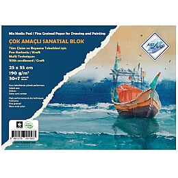 Art Liva Resim Defteri Fon Kartonlu 25x35 190 Gr.30+5+2 Kraft Yp. (SD-110) - 1