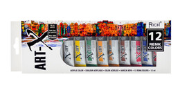 Rich Art-X Akrilik Boya Seti 12 Ml.x 12 Renk Tüp (ARTX-012-07521) - Art-X