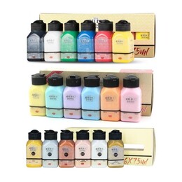 Artdeco Akrilik Boya Seti 18 Renk x 75 ml. Canlı,Pastel ve Metalik Renkler - Artdeco