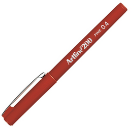 Artline 200 Fineliner 0.4 mm. İnce Uçlu Yazı ve Çizim Kalemi KOYU KIRMIZI - Artline