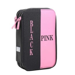 Bback 3 Katlı Kalem Çantası / Kalemlik / Kalem Kutusu Black Pink - 1