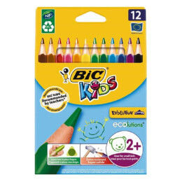 Bic Evolution Jumbo Üçgen Kuru Boya 12 Renk Karton Kutu (82973511) - Bic