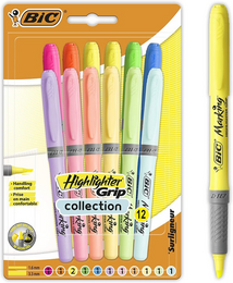 Bic Marking Highlighter Grip İşaretleme Kalemi Seti 12 Renk Pastel ve Neon - Bic