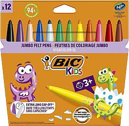 Bic Visa Yıkanabilir Jumbo Keçeli Kalem 12 Renk (8922233) - Bic