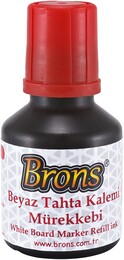 Brons Beyaz Tahta Kalemi Mürekkebi 30 cc. Kırmızı - Brons