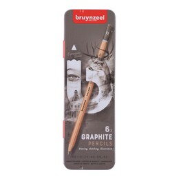 Bruynzeel Expression Graphite Dereceli Kalem Karakalem Eskiz Çizim Seti 6'lı Metal Kutu - 1