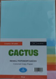Cactus Fotokopi Kağıdı Renkli A4 80 gr. 50'li 5 Renk - Cactus