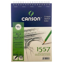 Canson 1557 Eskiz Çizim Defteri 120 gr. Üstten Spiralli A5 40 Sayfa - 1