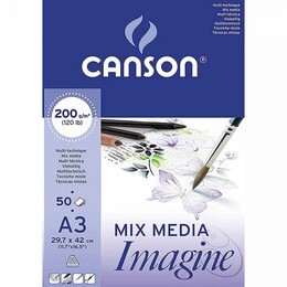 Canson Mix Media Imagine Çok Amaçlı Eskiz Çizim Defteri Blok 200 gr. A3 50 yaprak - Canson