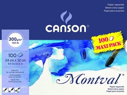 Canson Montval Maxi Pack Sulu Boya Defteri Blok 300 gr. 24x32 cm. 100 yaprak - Canson