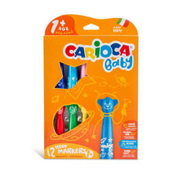 Carioca Baby Teddy Jumbo Yıkanabilir Keçeli Boya Kalemi 12 Renk 1+ Yaş - Carioca