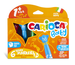 Carioca Baby Teddy Jumbo Yıkanabilir Keçeli Boya Kalemi 6 Renk 1+ Yaş - Carioca