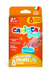 Carioca Baby Yıkanabilir Parmak Boyası 8 Renk x 50 ml. 2+ Yaş - Carioca