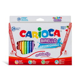 Carioca Birello Jumbo+Standart Çift Uçlu Yıkanabilir Keçeli Boya 24 Renk - Carioca