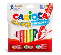 Carioca Bravo Süper Yıkanabilir Keçeli Boya Kalemi 12 Renk - Carioca