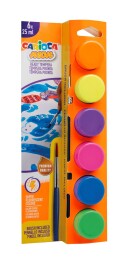 Carioca Tempera Yıkanabilir Poster Boya 25 ml. x 6 Fosforlu Renk Fırçalı Set - Carioca