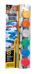 Carioca Tempera Yıkanabilir Poster Boya 25 ml. x 6 Metalik Renk Fırçalı Set - Carioca