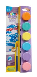 Carioca Tempera Yıkanabilir Poster Boya 25 ml. x 6 Pastel Renk Fırçalı Set - Carioca