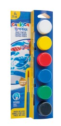 Carioca Tempera Yıkanabilir Poster Boya 25 ml. x 6 Renk Fırçalı Set - Carioca