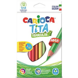 Carioca Tita Maxi Jumbo Üçgen Kuru Boya 12 Renk Karton Kutu (42791) - Carioca