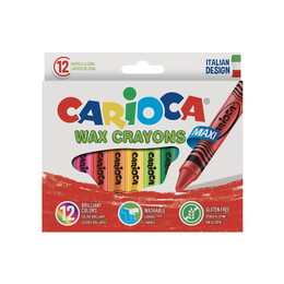Carioca Wax Crayons Maxi Yıkanabilir Jumbo Mum Boya 12 Renk - Carioca
