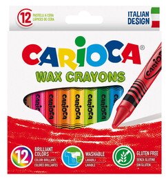 Carioca Wax Crayons Yıkanabilir Mum Boya 12 Renk - Carioca