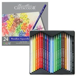 Cretacolor Aqua Monolith Ağaçsız Sulandırılabilr Aquarell Boya Kalemi Seti 24 Renk Metal Kutu - 1