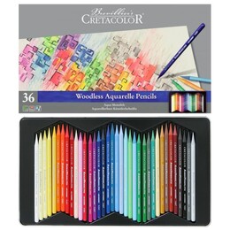 Cretacolor Aqua Monolith Ağaçsız Sulandırılabilr Aquarell Boya Kalemi Seti 36 Renk Metal Kutu - Cretacolor