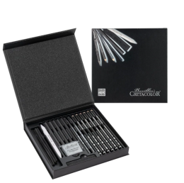 Cretacolor Black Box Premium Karakalem Eskiz Çizim Seti Hediyelik Kutu 20 Parça - 1
