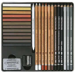 Cretacolor Creativo Drawing Profesyonel Karakalem Eskiz Çizim Seti 27 Parça Metal Kutu - 2