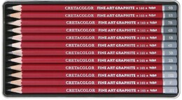 Cretacolor Fine Art Graphite Dereceli Kalem Karakalem Eskiz Çizim Seti Metal Kutu 12'li - Cretacolor