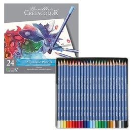 Cretacolor Marino Sulandırılabilir Aquarell Boya Kalemi Seti 24 Renk Metal Kutu - Cretacolor