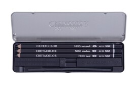 Cretacolor Nero Deep Black Pocket Set Karakalem Eskiz Çizim Seti Metal Kutu 7 Parça - 2
