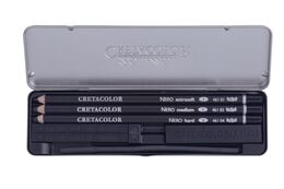 Cretacolor Nero Deep Black Pocket Set Karakalem Eskiz Çizim Seti Metal Kutu 7 Parça - 2