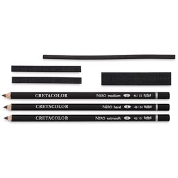 Cretacolor Nero Deep Black Pocket Set Karakalem Eskiz Çizim Seti Metal Kutu 7 Parça - 3