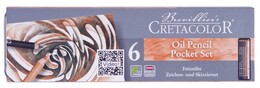 Cretacolor Oil Pencil Drawing Set Karakalem Eskiz Çizim Seti Metal Kutu 6 Parça - Cretacolor