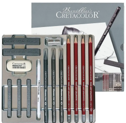Cretacolor Silver Box Graphite Profesyonel Karakalem Eskiz Çizim Seti 15 Parça Metal Kutu - 1